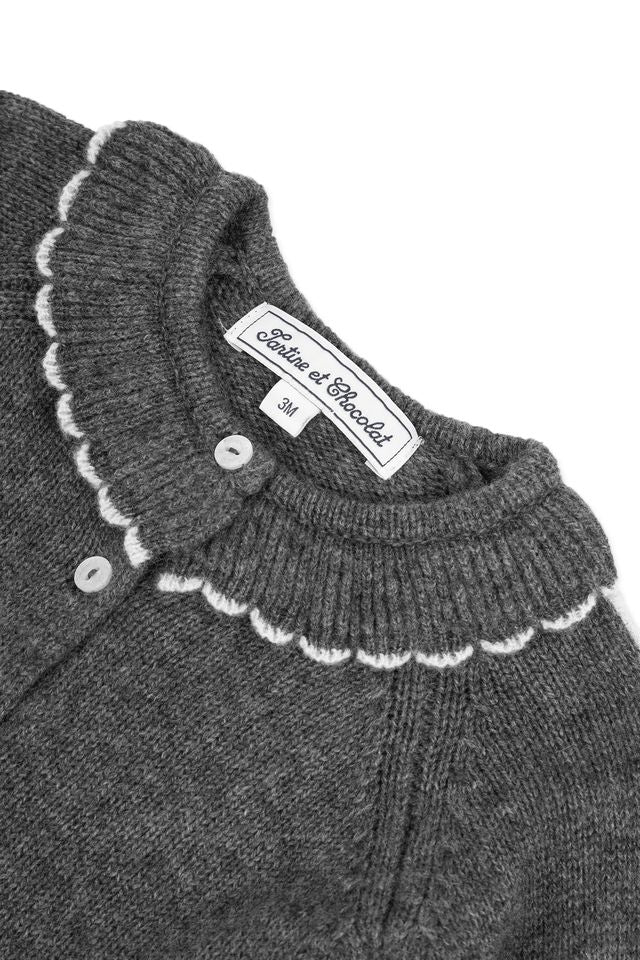 BABY UN AIR DE CAMPAGNE CARDIGAN4 - Gris chiné foncé