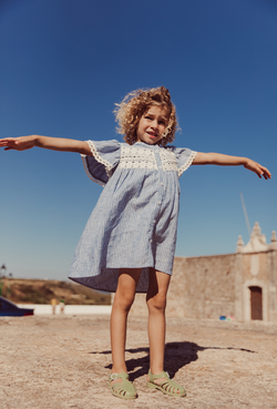 MORLINA DRESS - BLUE ONDA STRIPES