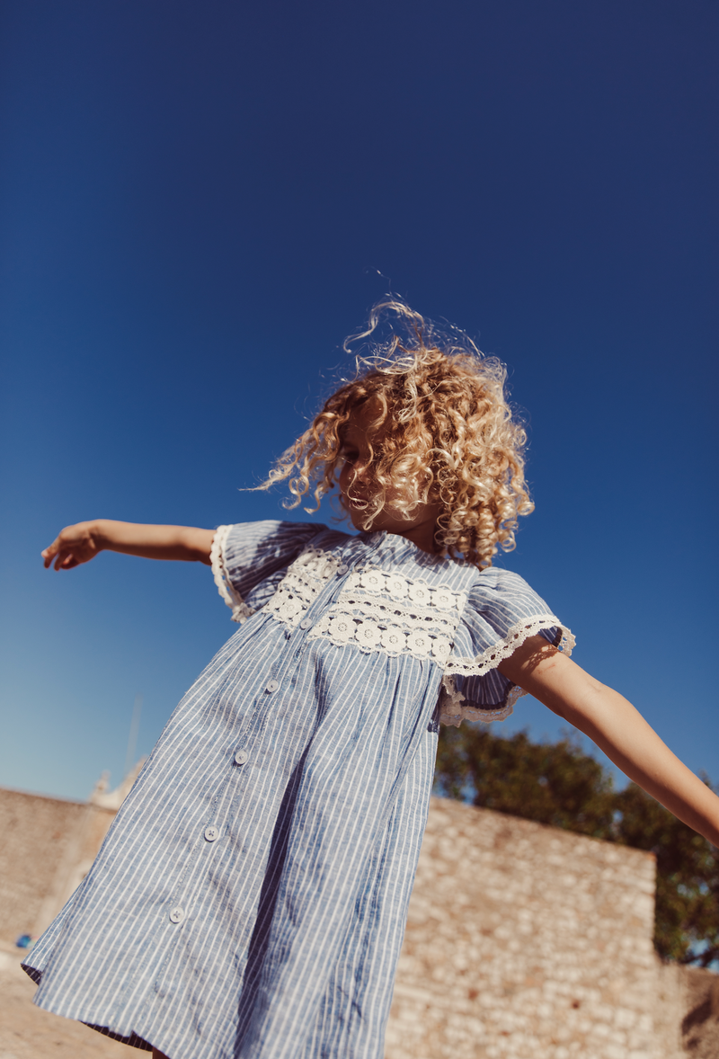 MORLINA DRESS - BLUE ONDA STRIPES