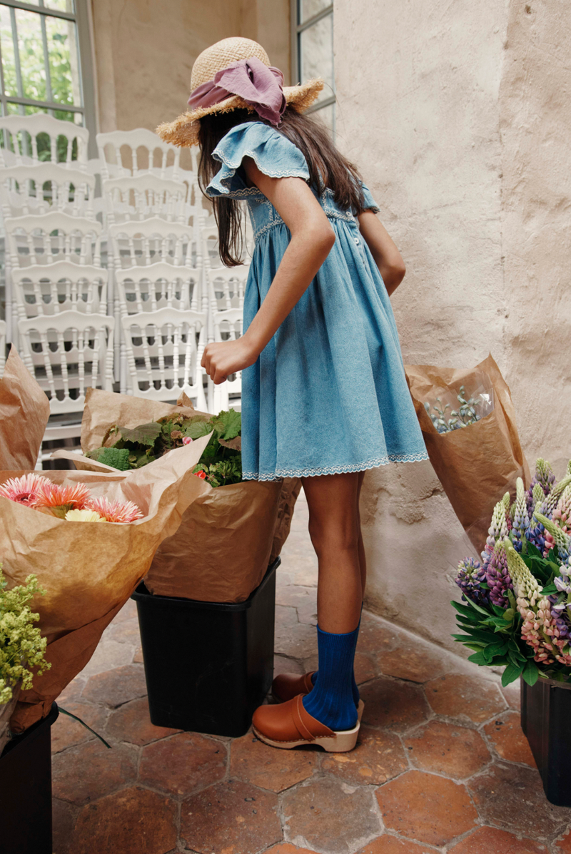 DENIM EMBROIDERED DRESS - DENIM LIGHT