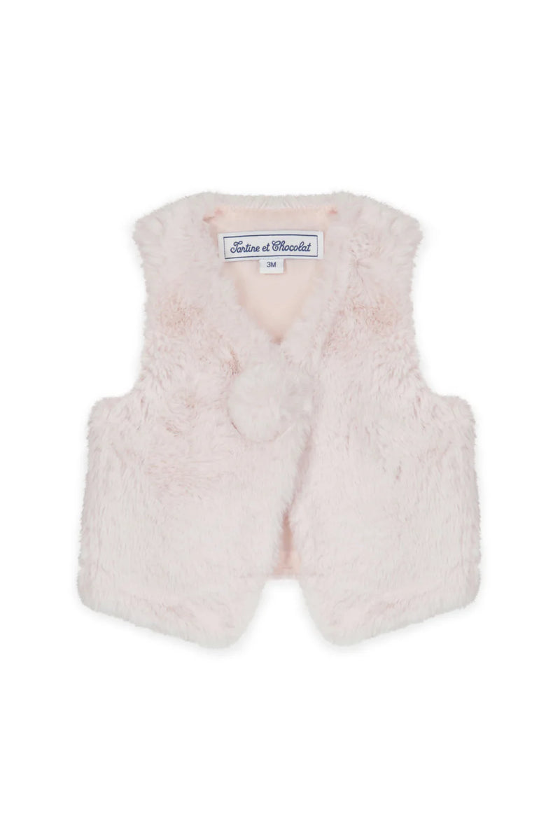 BABY PROMENADE ROMANTIQUE GILETFOURRURE1 - Rose pale