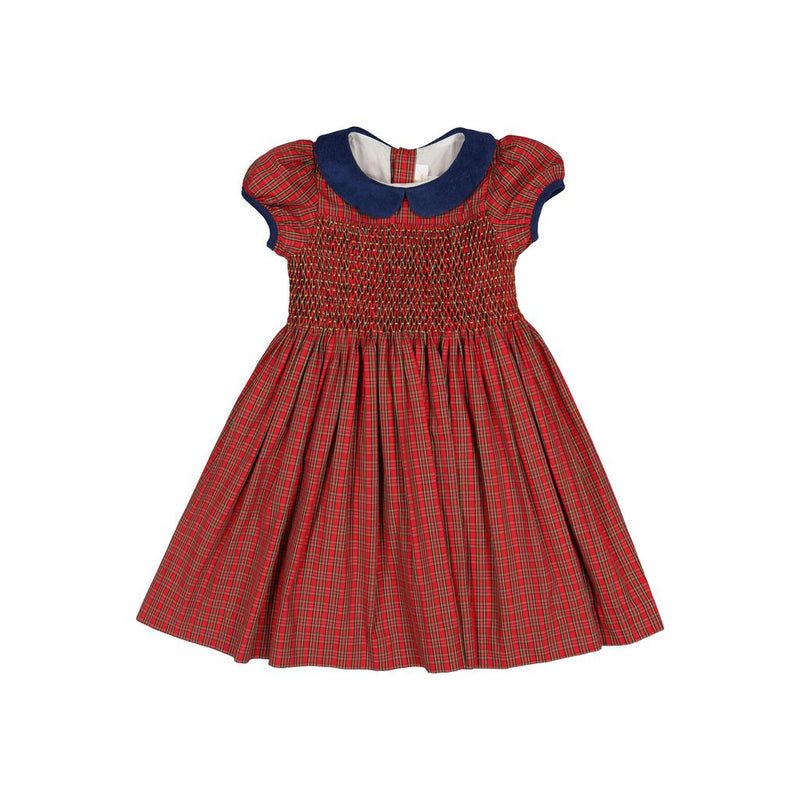 ANGELICA RED TARTAN SMOCKED DRESS