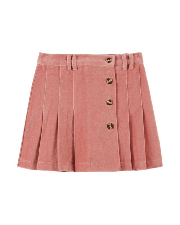 VELOUR PLEATED SKIRT - AA190 - BLUSH