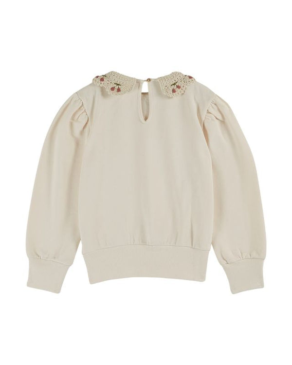 EMBROIDERED COLLAR SWEAT-SHIRT - AA001 - CREME