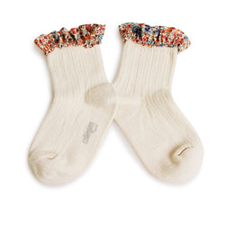 Charlotte - Liberty Ruffle Ribbed Ankle Socks - 037 - Doux Agneau