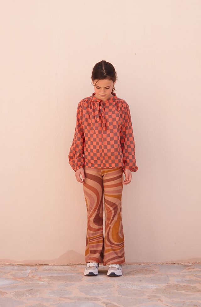 bow blouse - orange blocks