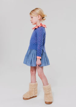 VICKY WAFFLE GIRLS CROPPED CARDIGAN BLEU Isola Bella