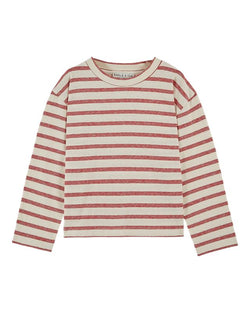 STRIPED TEE-SHIRT - AA127 - ECRU/ROUGE