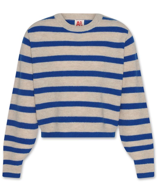 choc striped c-neck - bright blue