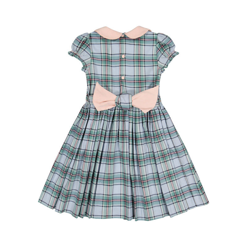 SHERAZADE GREEN/PINK TARTAN CLASSIC SMOCKED DRESS