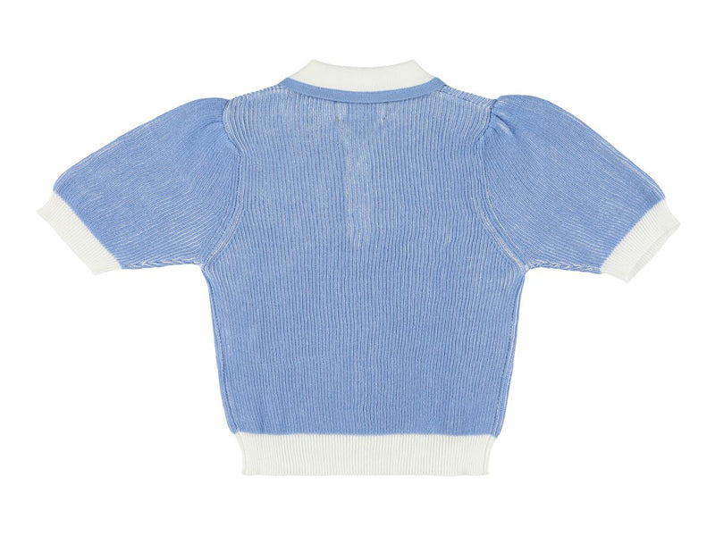 WALLABY VINTAGE CROPPED FITTED GIRLS POLO - BLEU