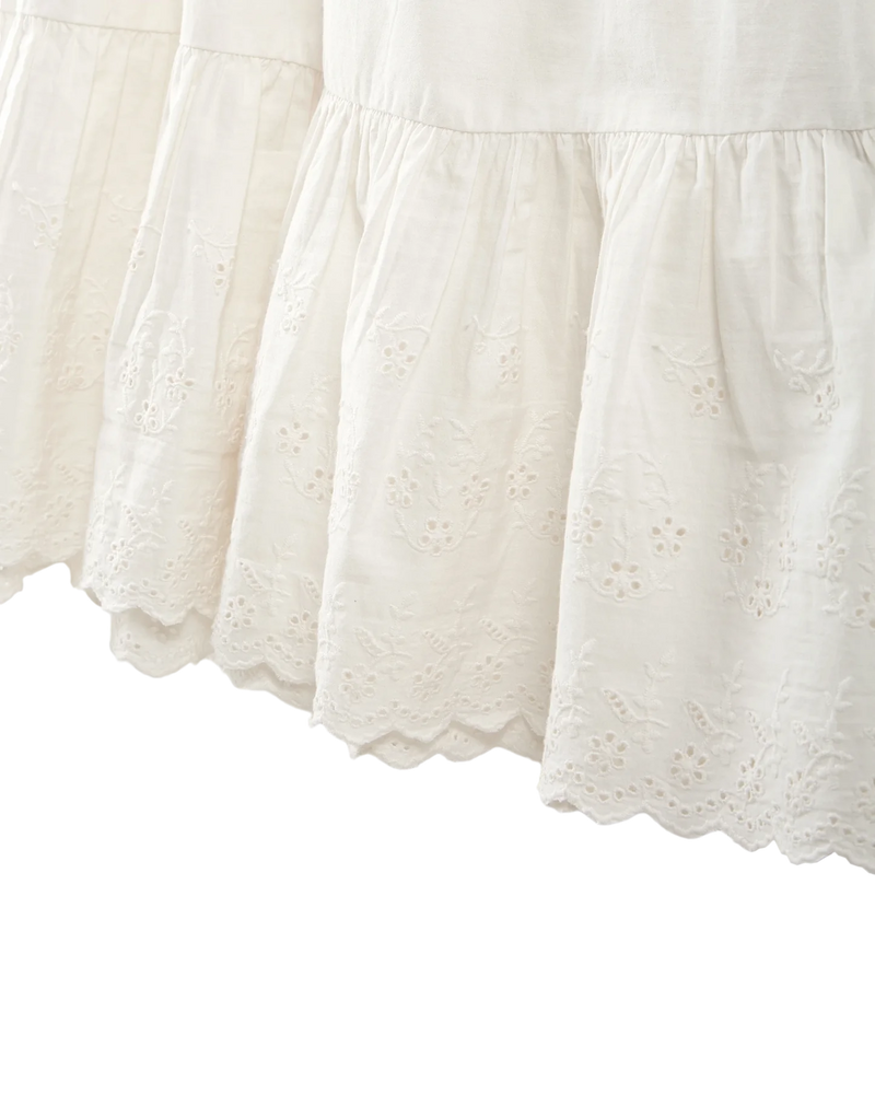 IDA - BERTILLE ENGLISH EMBROIDERY DRESS - BLANC