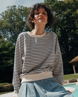 FLEECE STRIPED SWEATSHIRT - RAYURE MARINE