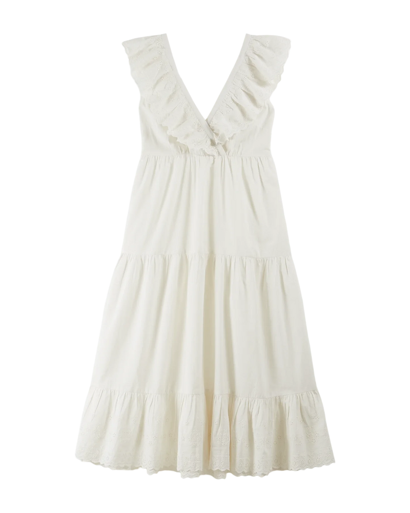 IDA - BERTILLE ENGLISH EMBROIDERY DRESS - BLANC