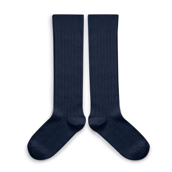 La Haute - Ribbed Knee-high Socks - 044 - Nuit Etoilée