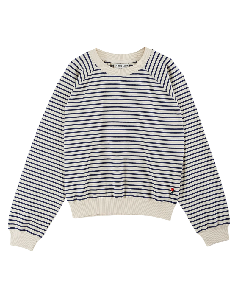 FLEECE STRIPED SWEATSHIRT - RAYURE MARINE