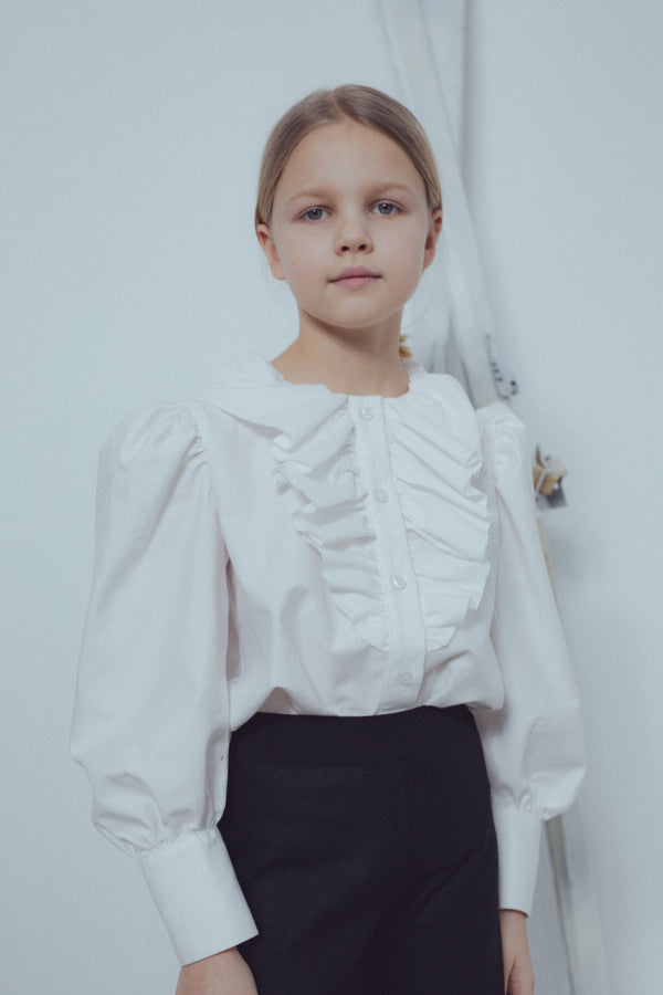 content ruffle blouse - pearl white