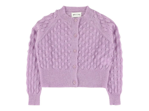 VERONA WAFFLE GIRLS CROPPED CARDIGAN - LILAC