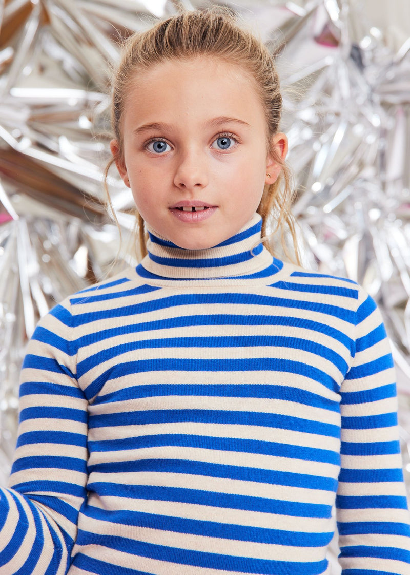 vicky turtle-neck stripe - bright blue