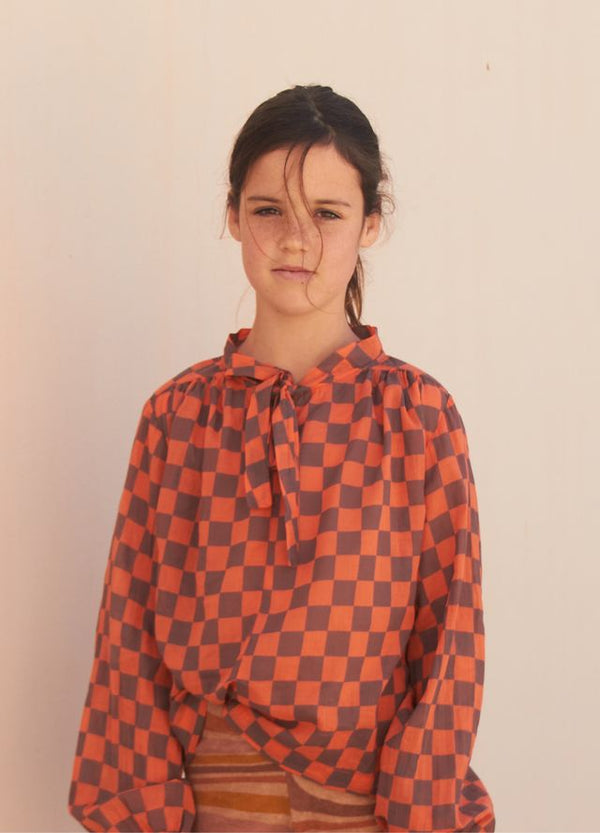 bow blouse - orange blocks